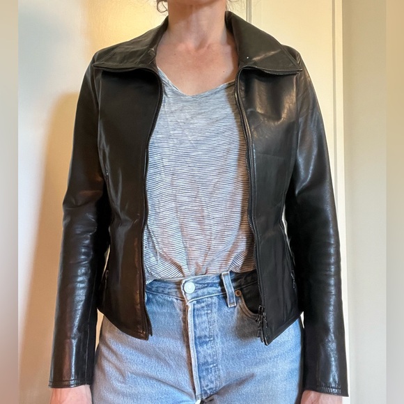 M0851 Black Fitted Leather Jacket - Picture 9 of 14